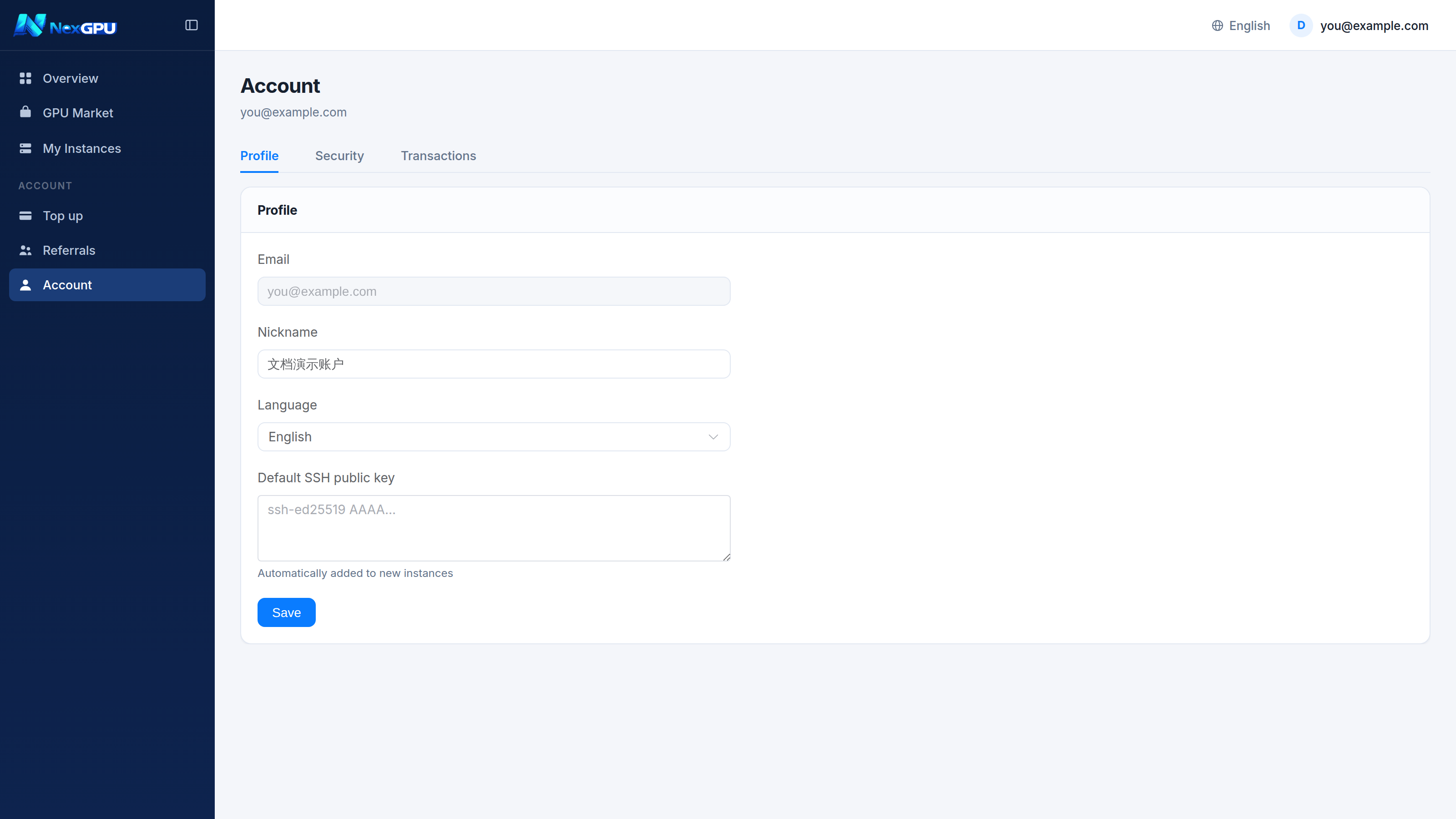 Account settings