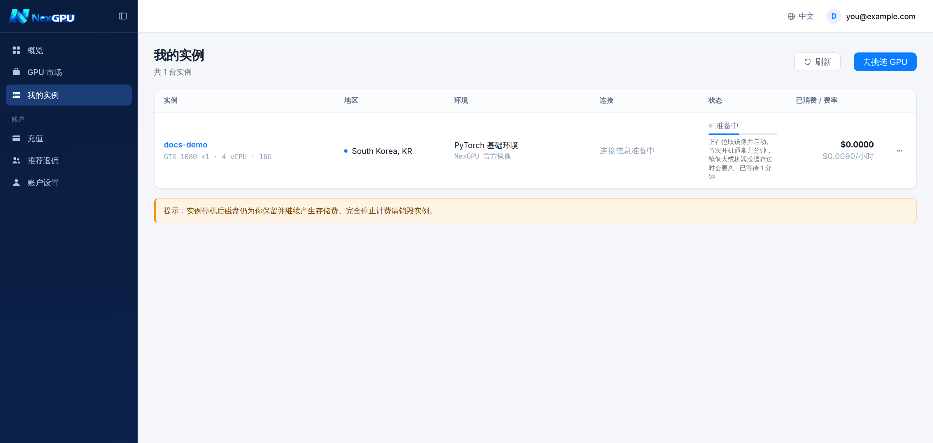 Instance preparing