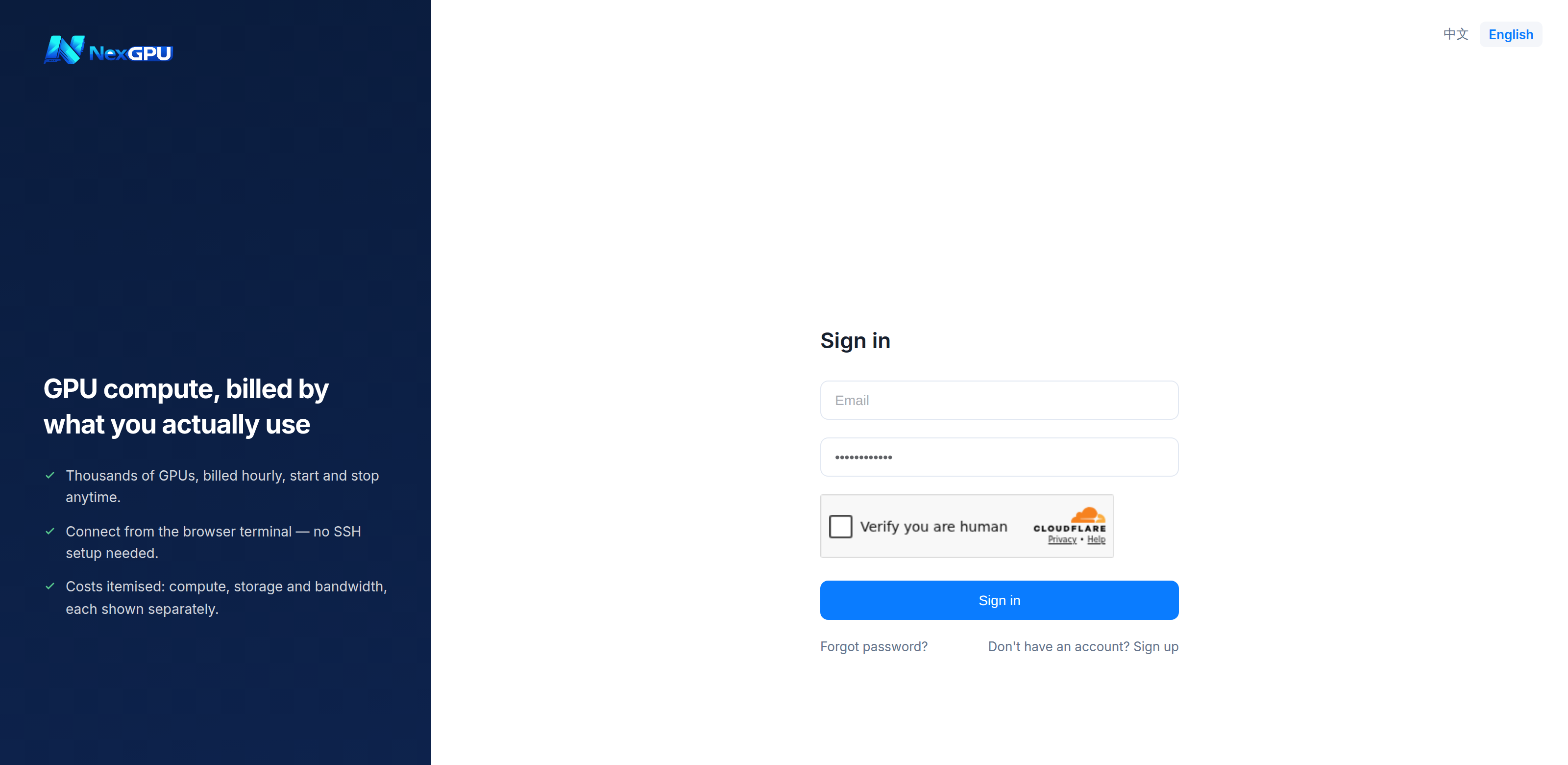 Sign-in page